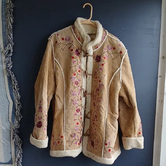 St. John's Bay Leather Tan Embroidered Jacket Size 3x - Picture 1 of 7